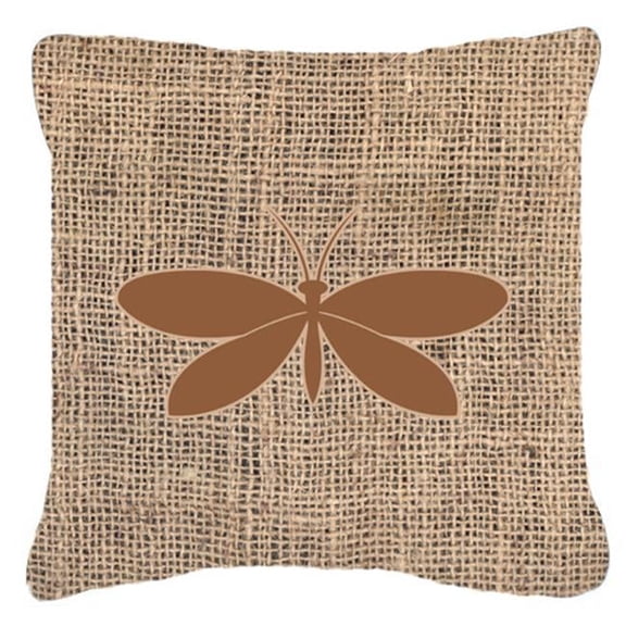 Moth Burlap and Brown Decorative Fabric Pillow - 14 x 14 in.