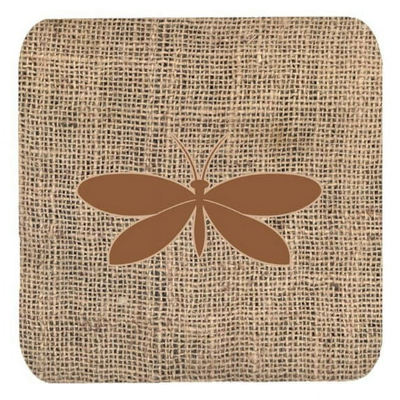 Moth Burlap and Brown Foam Coasters, Set - 4