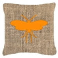 thumbnail image 1 of Moth Burlap and Orange Indoor & Outdoor Decorative Fabric Pillow - 18 x 18 in., 1 of 1