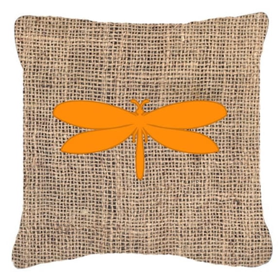 Moth Burlap and Orange Indoor & Outdoor Decorative Fabric Pillow