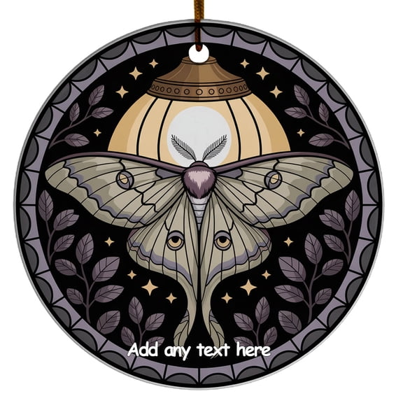 Moth Ceramic Ornament Custom Text Ornament for Boy or Girl Who Loves Moth, Christmas 2025 Keepsake, Best Gifts for Pet Lovers