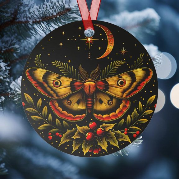 Moth Christmas Ornament- Celestial Decor- Moonlit Night Ornament- Mystical Ornament- Festive Moth- Lunar Christmas Decor- Nature Lover Gift