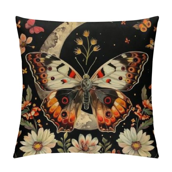 Moth Decor Goth Pillows Covers Reversible - Witch Decor Gothic Throw Pillows, Witchy Room Decor Aesthetic, Moth Decor, Gothic Decor for Home, Goth Room Decor