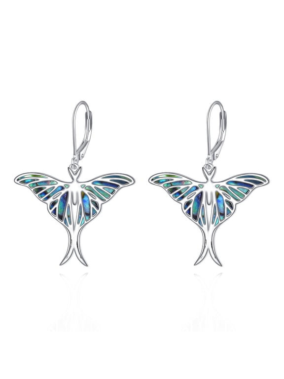 Moth Earrings for Women Sterling Silver Moth Abalone Dangle Earrings Jewelry Gifts for Women