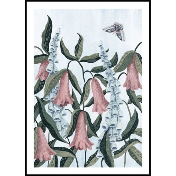 Moth In Greenery Poster Wall Art, Modern Wall Decor For Living Room Bedroom, 12x18 UNFRAMED