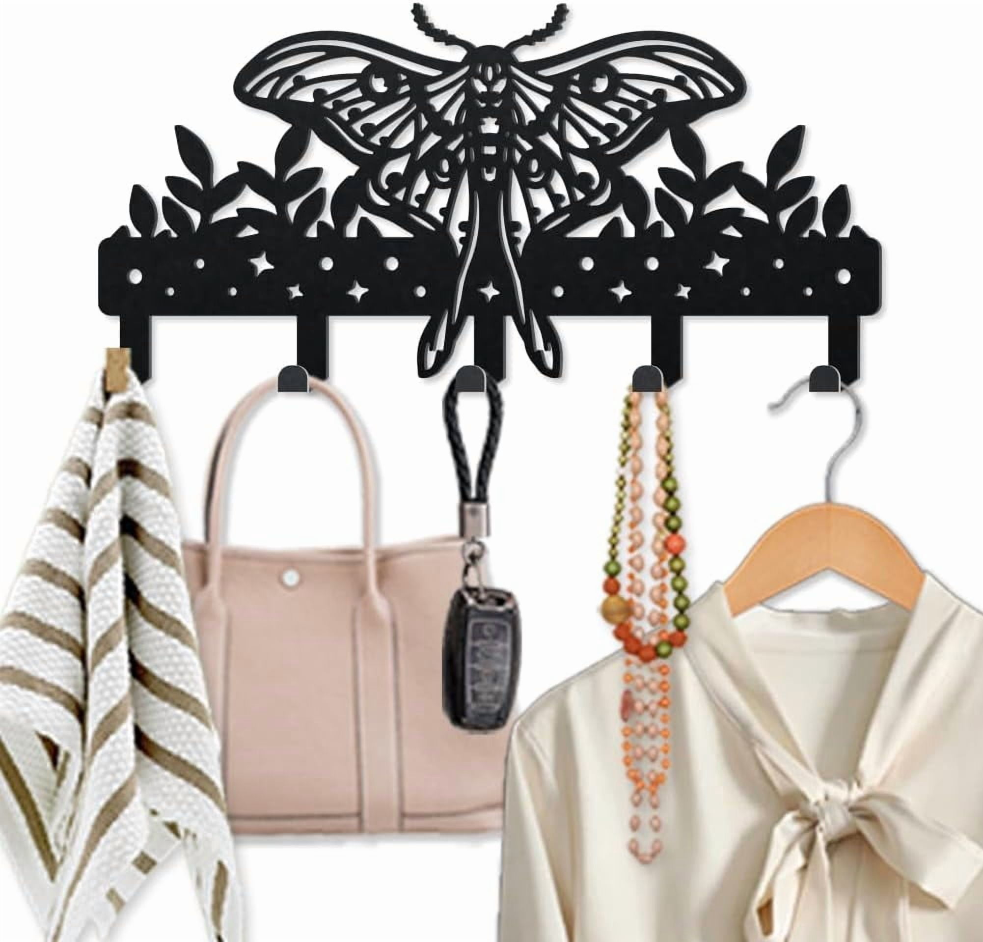 Moth Key Racks Moth Insect Metal Key Hook Leaf Plant Butterfly Moth Coat Rack for Wall ...
