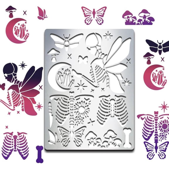 Moth Metal Stencil Scary Stainless Steel Stencil 5.57.5inch Reusable Moon Butterfly Mushroom Journal Stencil