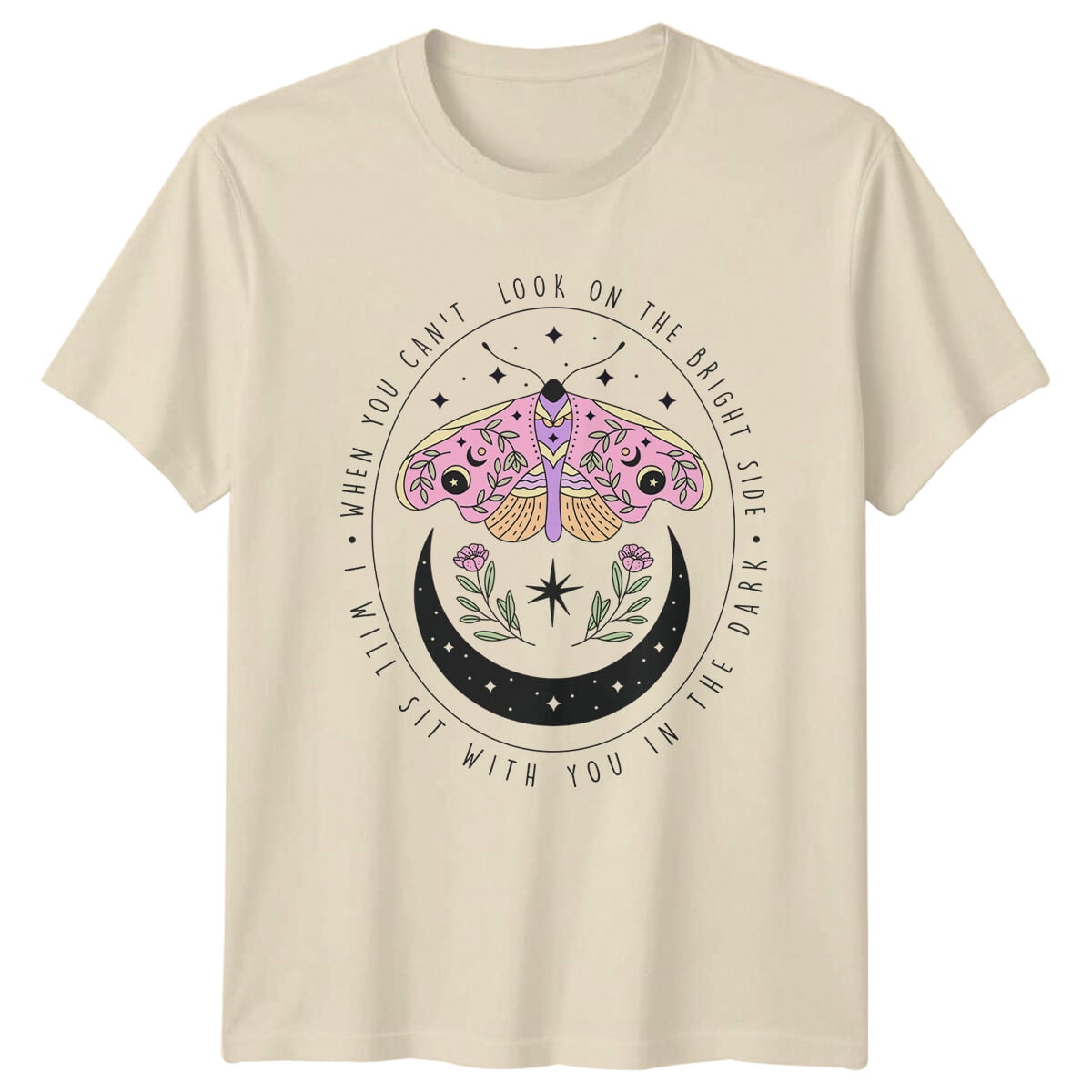 Moth Moon Magic Boho Celestial Graphic T-Shirt - Walmart.com