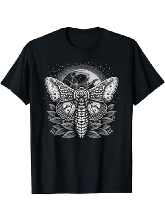 Moth Moon Night Sky Folkloric Wiccan Nature Goth Version 2 T-Shirt