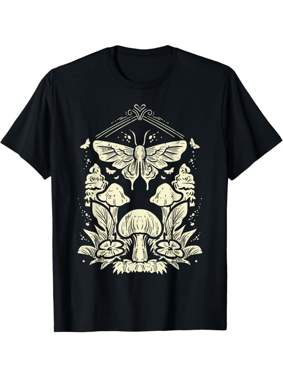 Moth Mushrooms Fairycore Fairy Grunge Nature Women Girls Kid T-Shirt