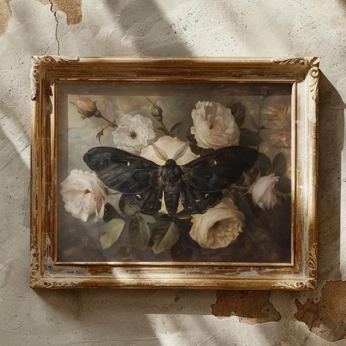 Moth Poster Dark Cottagecore Wall Art Dark Botanical Posters Farmhouse ...