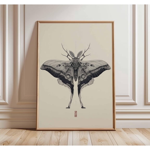 Moth Poster Vintage Gothic Insect Surreal Dark Academia Entomology Unframed Paper Print