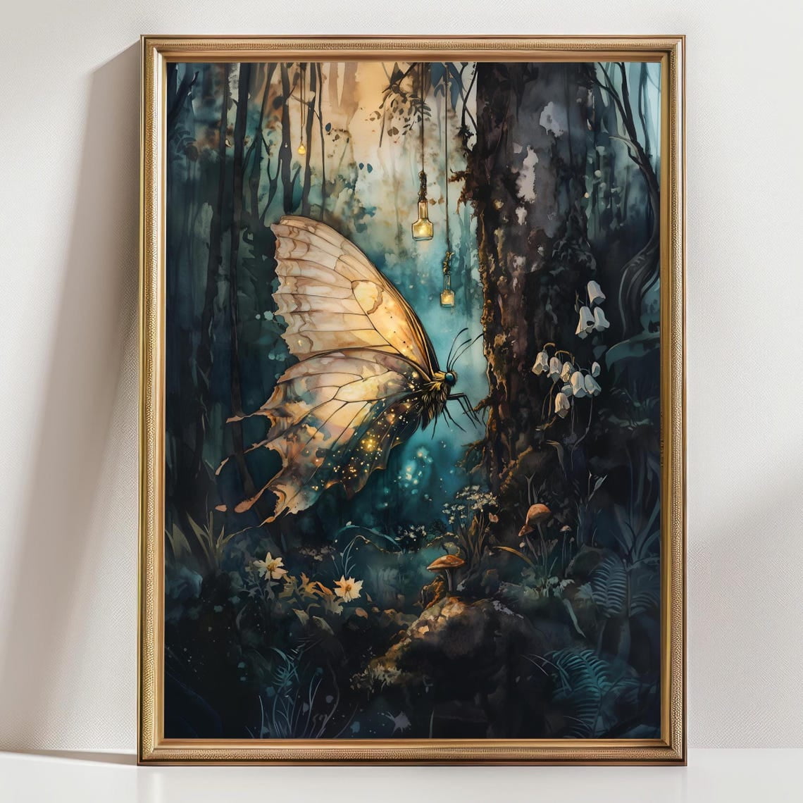 Moth Print, Dark Botanical Prints, Dark Cottagecore Wall Art, Vintage ...