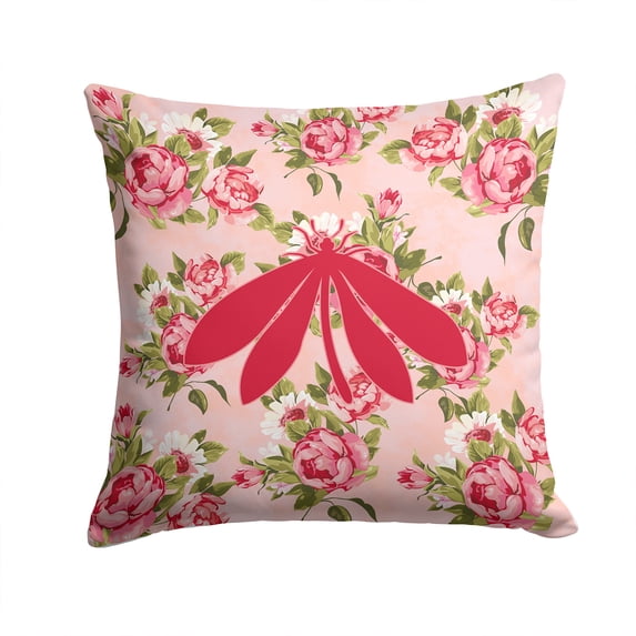 Moth Shabby Chic Pink Roses Fabric Decorative Pillow