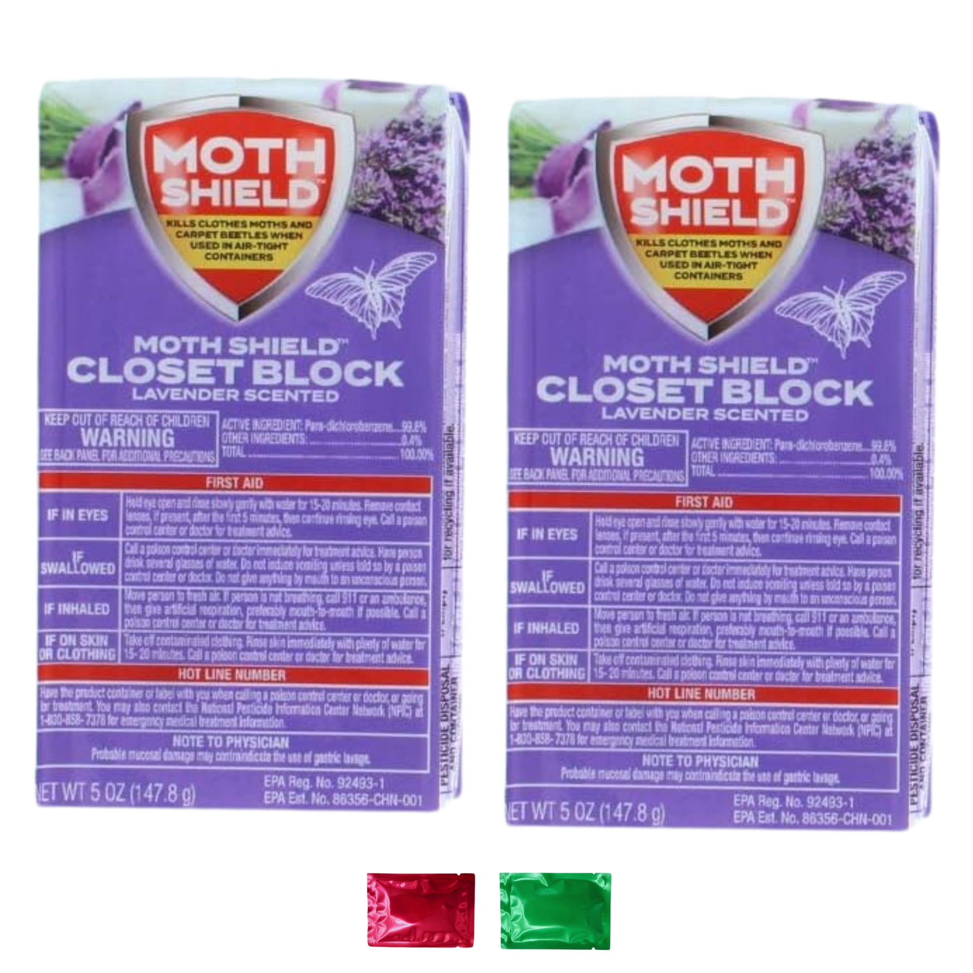 Moth Shield Closet Block Lavender Scented Moth Bar, Hanging Deodorizer, Control and Kills Moths, Odor Neutralizer Home Cabinets Drawers Long Lasting Scent 5 oz 2 Pack with 2 Snoep in Beperkte Oplage