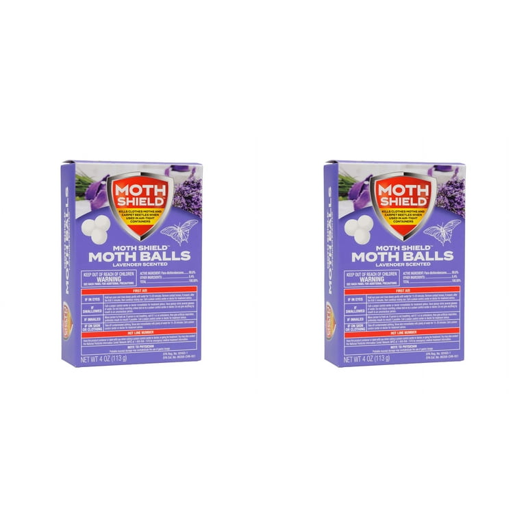 Moth Shield - Moth Balls Lavender Scent Kills Clothes Moths Carpet Beetles, 4 Ounce, 2 Pack, White