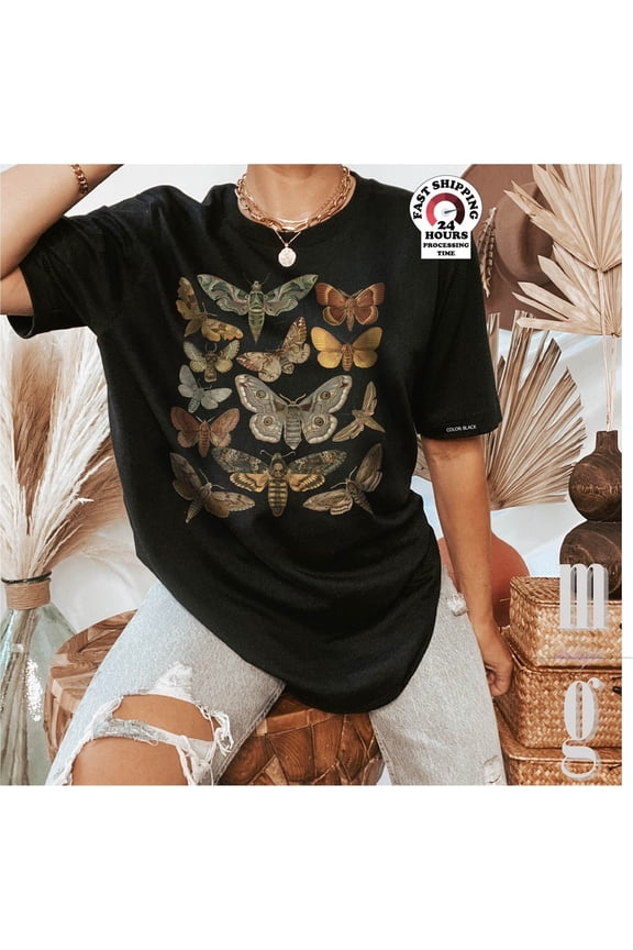 Moth Shirt Cottagecore Shirt Bug Shirt Aesthetic Tshirt Insect Shirt Moth Tees Cottage Core Shirt Goblincore Clothing Dark Academia Shirt Tshirt All Size S-5XL
