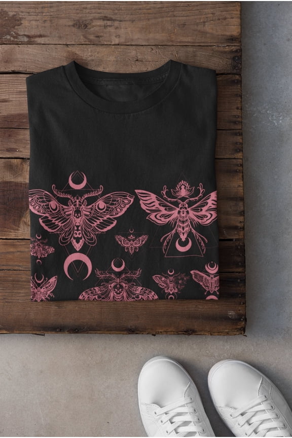 Moth Shirt,Moons Shirt,Alt Clothing,Dark Academia Shirt,Mystical Shirt,Moon Phase Shirt,Pastel Goth Shirt,Celestial Shirt,Cottagecore Shirt, Vintage Birthday Gift