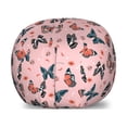 thumbnail image 1 of Moth Storage Toy Bag Chair, Butterfly Design Flying Insects Freedom Wings of Mother Nature Pattern, Stuffed Animal Organizer Washable Bag, Small Size, Rose Salmon and Dark Blue, by Ambesonne, 1 of 3