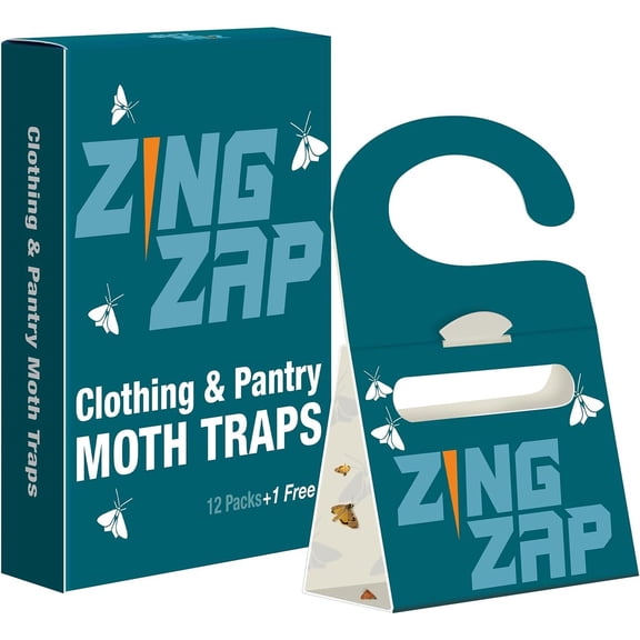 Moth Trap 10-Pack, Slowly Releases Enhanced 2X Pheromones, Lures, Trap & Kill Pantry & Clothes Moths, Food, Wardrobe & Dresser Moth Treatment & Prevention, Odorless, Safe & Eco-Friendly