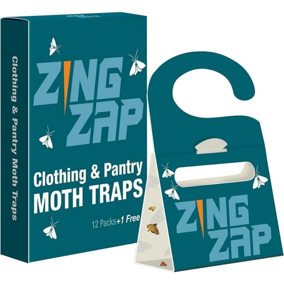 Moth Trap 13-Pack, Slowly Releases Enhanced 2X Pheromones, Lures, Trap & Kill Pantry & Clothes Moths, Food, Wardrobe & Dresser Moth Treatment & Prevention, Odorless, Safe & Eco-Friendly