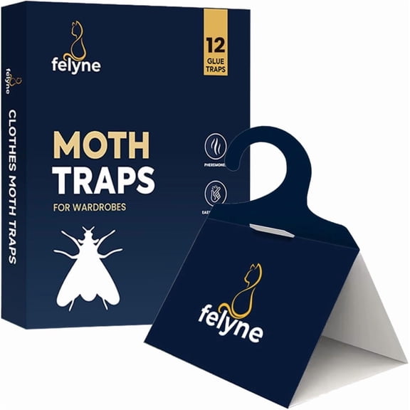 Moth Traps for Wardrobes 12 Pack, Clothes Moth Killer with Pheromone, Clothes Carpet Protection Repellent, Sticky Paper Traps for Moths Treatment by