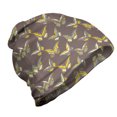 thumbnail image 1 of Moth Unisex Beanie, Butterflies Pattern Summer, Hiking Outdoors, Dark Warm Taupe and Yellow, by Ambesonne, 1 of 1