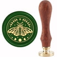 thumbnail image 1 of Moth Wax Seal Stamp Garland Vintage Sealing Wax Stamps Moon Star 30mm Retro Removable Brass Head with Wood Handle for Wedding Invitations Envelopes Christmas Thanksgiving Packing Mixed Color, 1 of 9