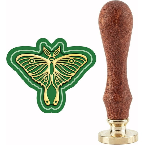 Moth Wax Seal Stamp Moth Sealing Wax Stamps Retro Vintage Removable Brass Stamp Head with Wood Handle for Wedding Invitations Halloween Christmas Thanksgiving Gift Packing