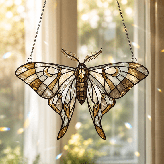 Moth Window Ornament Holographic Acrylic Rainbow Suncatcher Remembrance Gift
