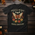 Moth With Flowers Spread Wings Unisex Cotton TShirt, Butterfly Vibe