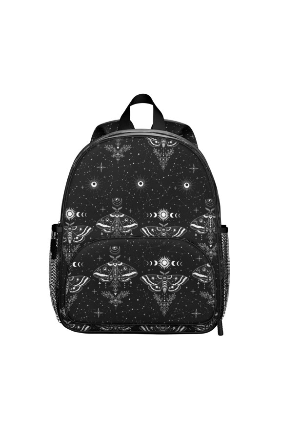 Moth and Sun Gothic Pattern Backpack for School, Cute School Bag with Adjustable Shoulder Straps and Padded Back, 13.8"x11.4"x6"