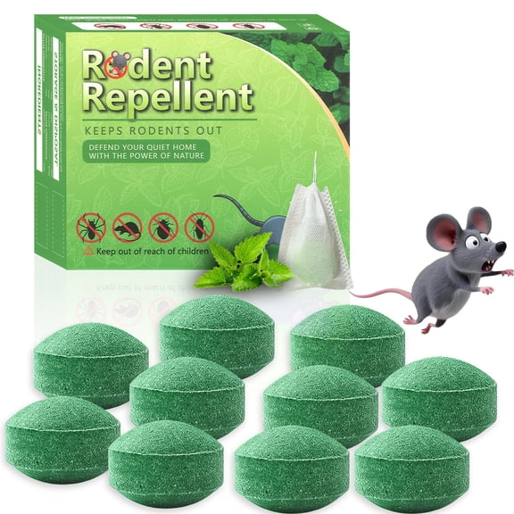 MothBalls 10 Pack - Peppermint Oil Natural Rodent & PestRepellent for House, Garage, Attic | Non-Toxic | Fast Acting | 60 Day Protectio