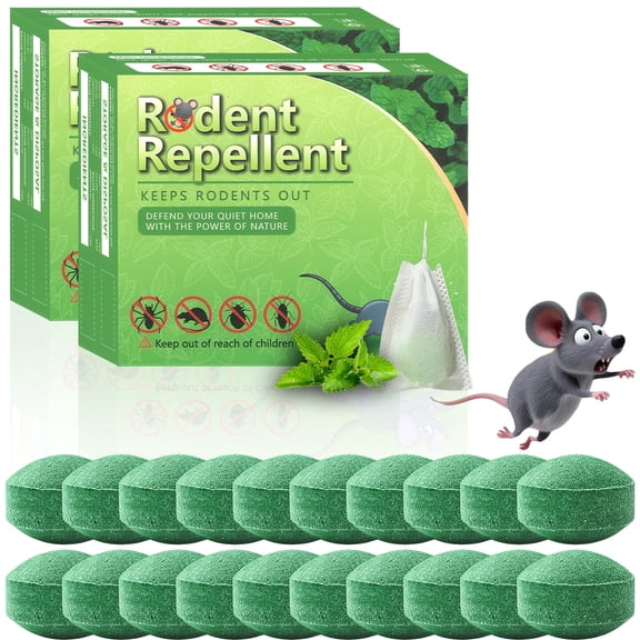 MothBalls 20 Pack - Peppermint Oil Natural Rodent & PestRepellent for House, Garage, Attic | Non-Toxic | Fast Acting | 60 Day Protectio