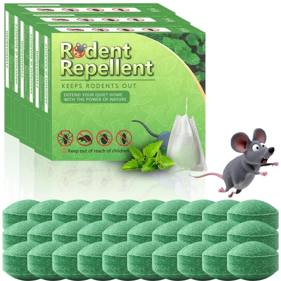 MothBalls 30 Pack - Peppermint Oil Natural Rodent & PestRepellent for House, Garage, Attic | Non-Toxic | Fast Acting | 60 Day Protectio