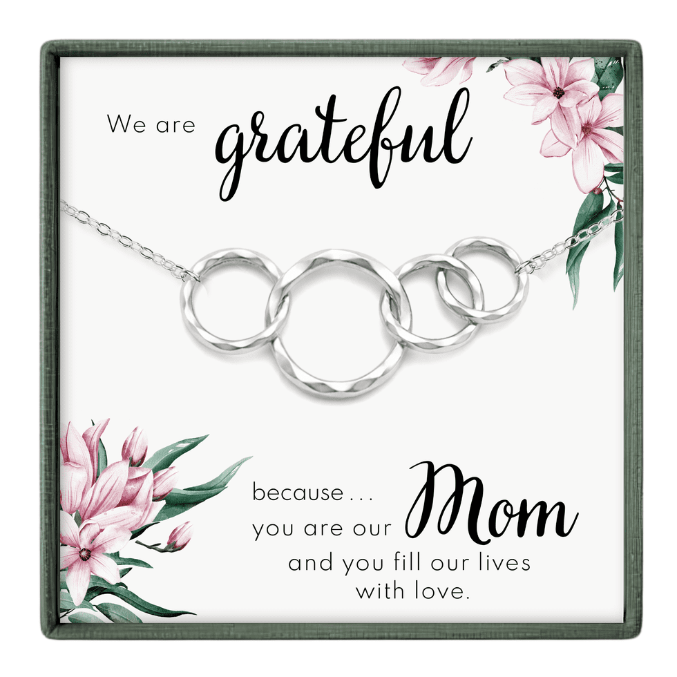 HOPE LOVE SHINE Silver Mother of Three Necklace – Gift from Sons, Daughters for Mother’s Day