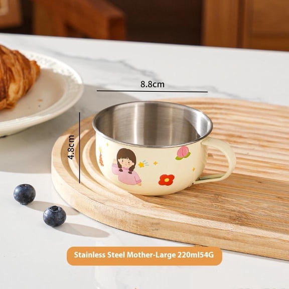 (Mother-220ml) Stainless Steel Water Cup Mug For Kids Anti Scalding Milk Coffee Cup Mini Cute Drinking Mug Coffee Cups