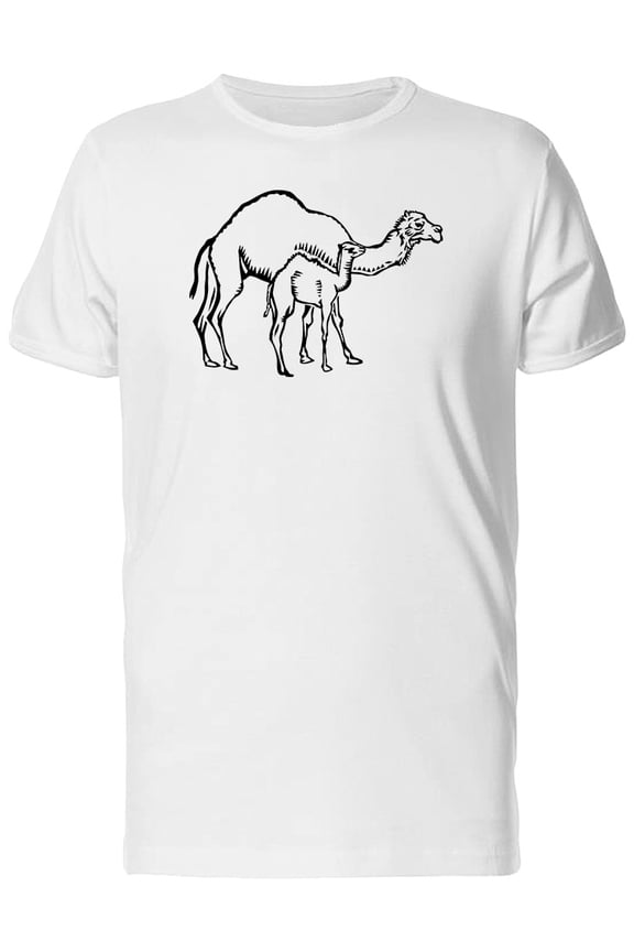 Mother And Child Camels Sketch T-Shirt Men -Image by Shutterstock, Male XX-Large