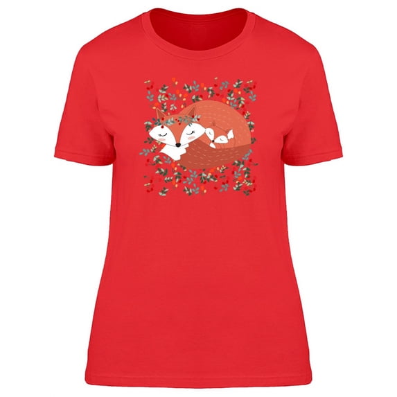 Mother And Cub Fox Sleeping T-Shirt Women -Image by Shutterstock, Female Small