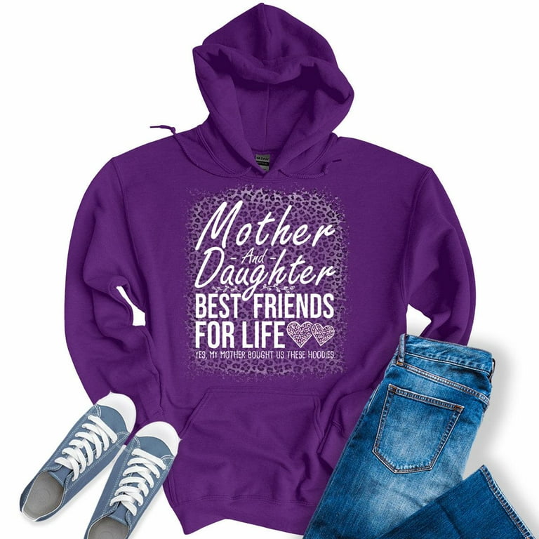 Mother And Daughter Best Friends For Life Gift Graphic Leopard Print Hoodie