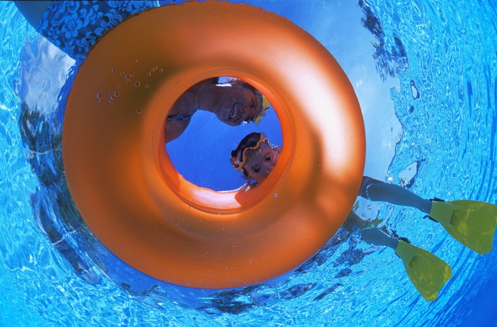 Mother And Daughter Snorkeling Canvas Art - Carson Ganci  Design Pics (34 x 22)