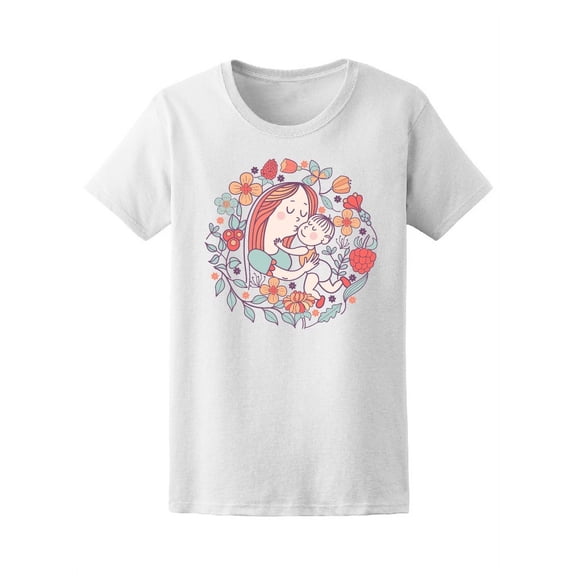 Mother And Her Child Floral Wreath T-Shirt Women -Image by Shutterstock, Female Large