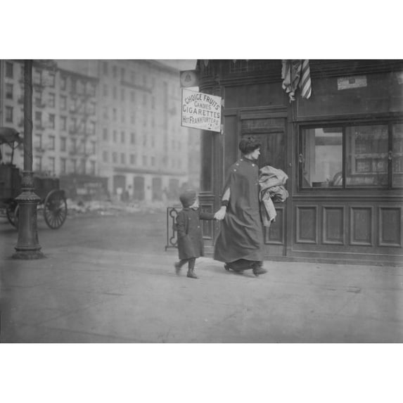Mother And Son Carrying Homework History (24 x 18)