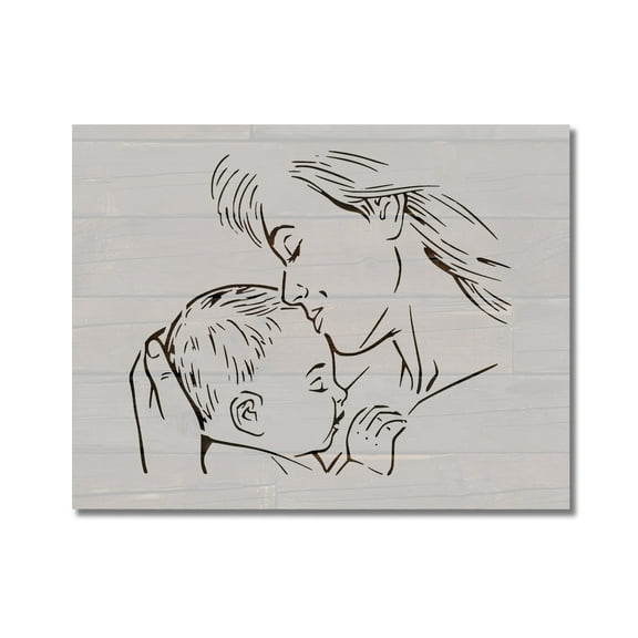 Mother and Baby Child Embracing Hugging Mother's Day Stencil Template Reusable 8.5 x 11 Inches for Painting on Walls, Wood, Arts and Crafts by Stencilville