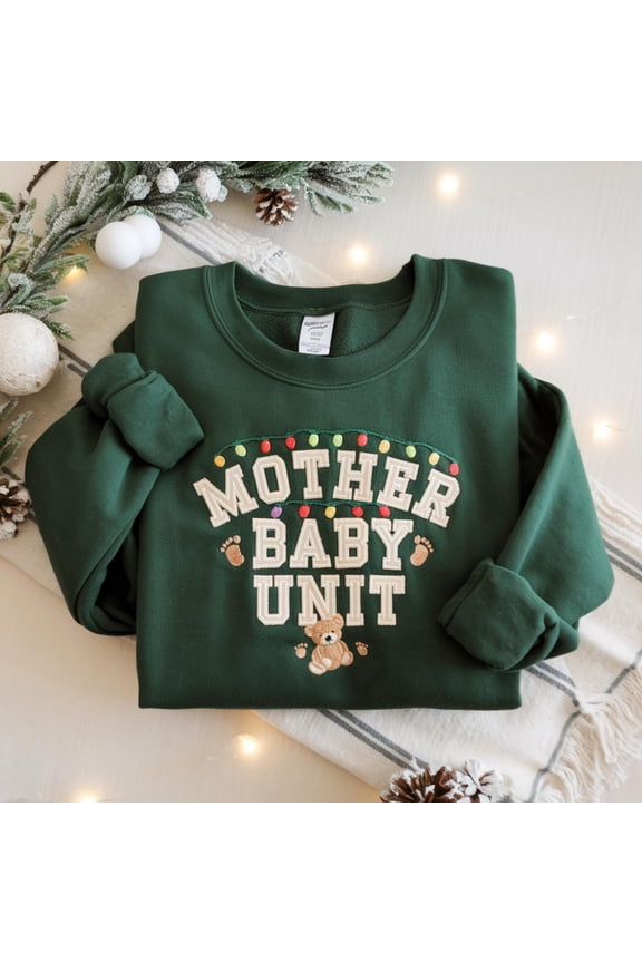 Mother Baby Nurse Christmas Embroidered Sweatshirt, Christmas MBU Shirt, Mother Baby Nurse Gift, Postpartum Nurse Christmas Crewneck Sweater