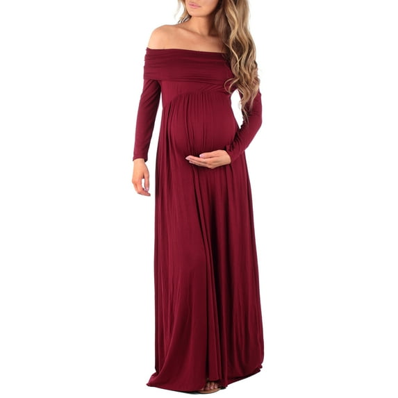 Mother Bee Maternity Cowl Neck and Over The Shoulder Maternity Dress