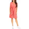 thumbnail image 1 of Mother Bee Maternity Knee Length Wrap Dress with Adjustable Belt, 1 of 4