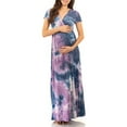 thumbnail image 1 of Mother Bee Maternity Short Sleeve Ruched Waist Faux Wrap Maxi Dress, 1 of 4