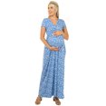 thumbnail image 1 of Mother Bee Maternity Short Sleeve Ruched Waist Faux Wrap Maxi Dress, 1 of 4