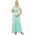 thumbnail image 1 of Mother Bee Maternity Short Sleeve Ruched Waist Faux Wrap Maxi Dress, 1 of 4